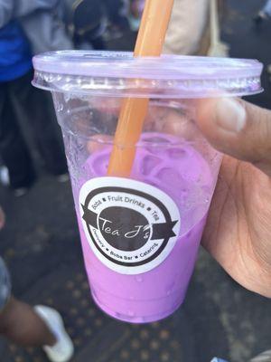 Ube Tea from Tea J's w/coconut Jelly