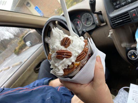 Gluten free turtle sundae