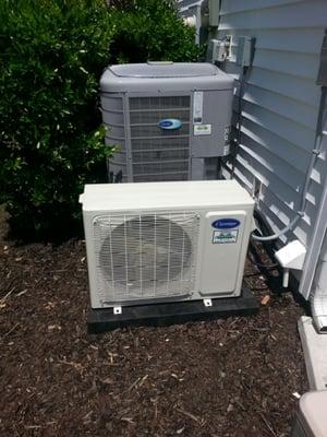 Ductless mini split condenser and ducted standard condenser.