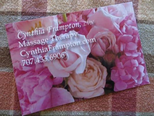 Cynthia Frampton, LVN and Massage Therapist