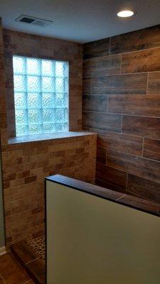 Open rustic shower