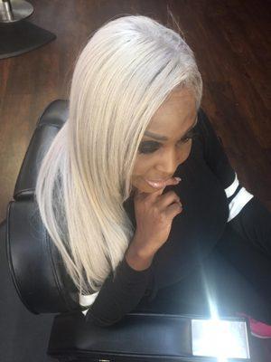 Platinum blonde hair weave