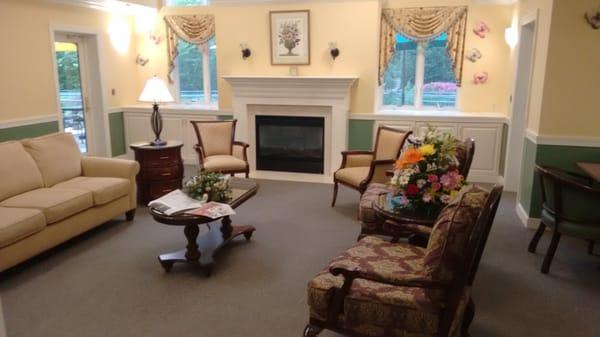 Living room with fireplace.