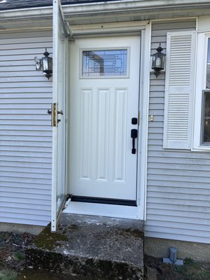 Exterior Front door and storm door install in Attleboro MA