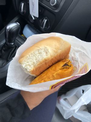 Mild beef patty with coco bread