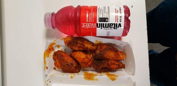 5 wings $4.99 and vitamin water $1.99