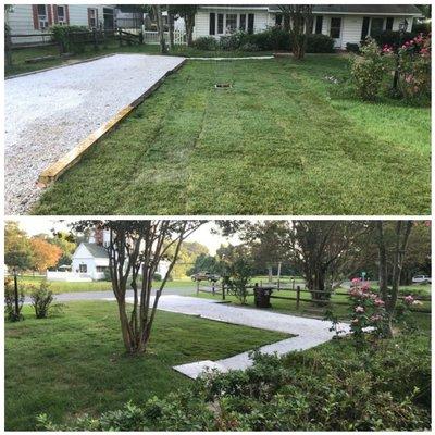 Sod and driveway installation.