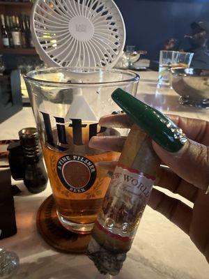 A nice Yingling lager, and a good cigar by the name of New World, a nice Connecticut blend