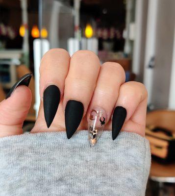 Black nail with Halloween design