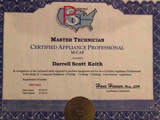 Master Technician Certificate