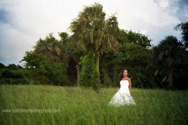 Beautiful palm tree bridal at Sullivan's Island, SC.