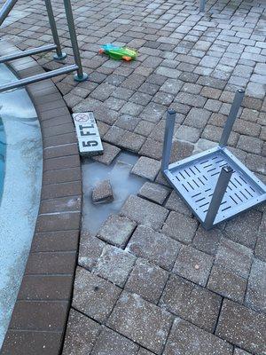 Very dangerous damaged pool area