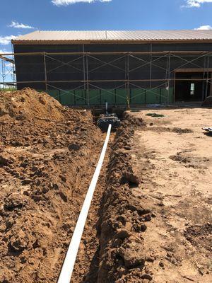 Wedding barn with 1500 gallon capacity and standard drain field.