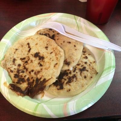 Pupusas "Mixtas" Revueltas with chicharron(pork), beans, and cheese.