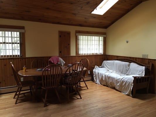 Living room (I had put a sheet over the couch just for sanitary purposes)