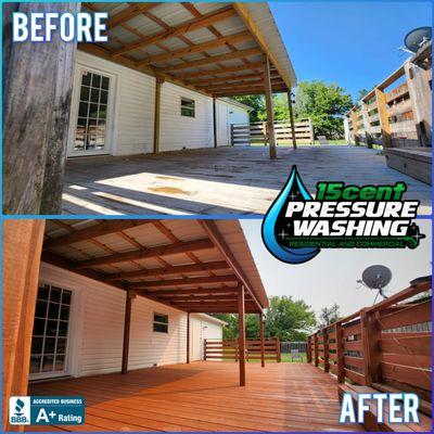 Before and after deck staining in Columbia TN!