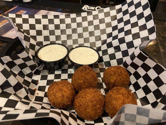 Buffalo chicken balls but they tasted like taco seasoning hush puppies