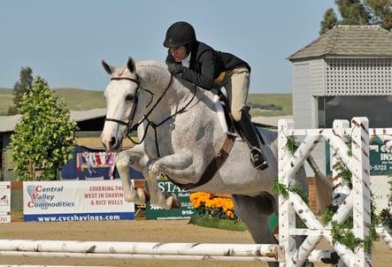 Head Trainer Mimi Harwell competing with Leo at Sonoma Horse Park in 2014.