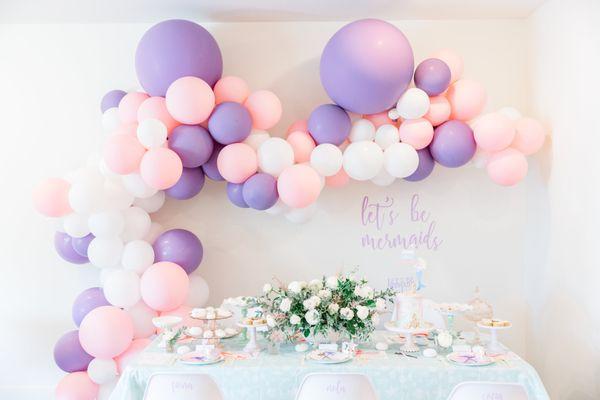 Whimsical Mermaid Table by Pretty Little Events. Dessert stands by Minted and Vintage