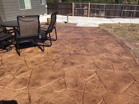 Stamped concrete.