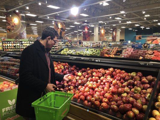 Selecting apples.