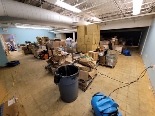 carpet removed, drying equipment