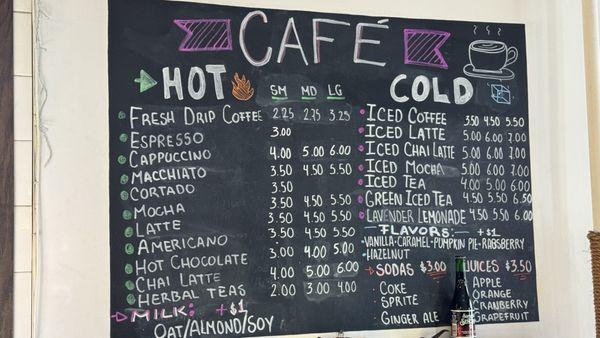 Cafe Menu