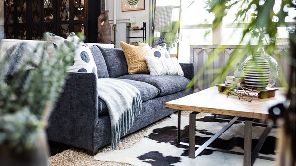 The Meyers sofa is the perfect spot to curl up with a warm cup of coffee in the morning.