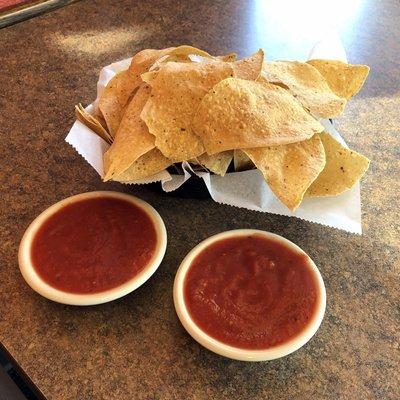 Complimentary Chips with Plenty of Tasty Mild Salsa