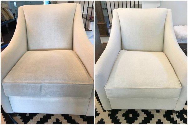 Before and after Profesional upholstery cleaning ..