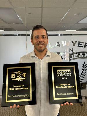 We won the award for best Estate Planning firm in San Diego County for 2024 by two different publications!