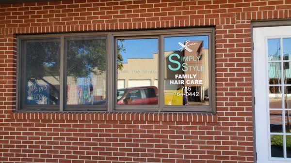 Front window of salon