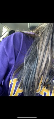 Difference in hair color when he fucked up my balayage my original color (the brown) vs what he gave me (the black)