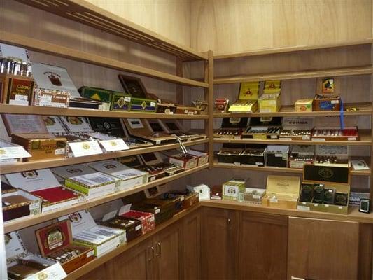 Great selection of premium cigars in nice walk-in humidor