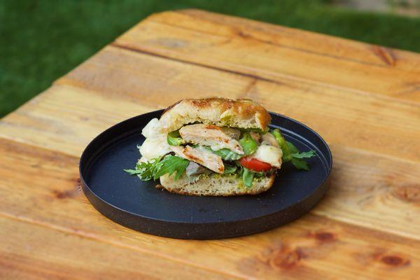 Are Amalfi sandwiches comes with sizzling grilled chicken, pesto, cheese, grilled peppers all on your choice of bread! Pro tip add veggies!