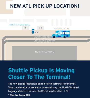 The Atlanta airport has relocated their off-airport parking location.