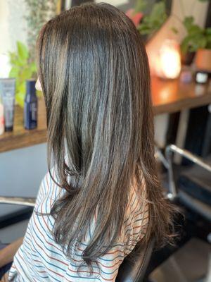 After: Ash brunette balayage