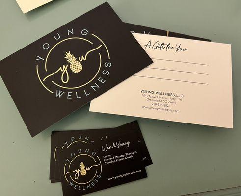 Updated business cards and gift certificate