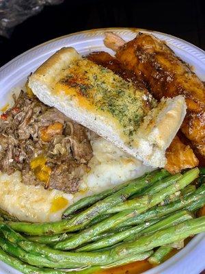 Home mashed potatoes with stir salmon and asparagus!