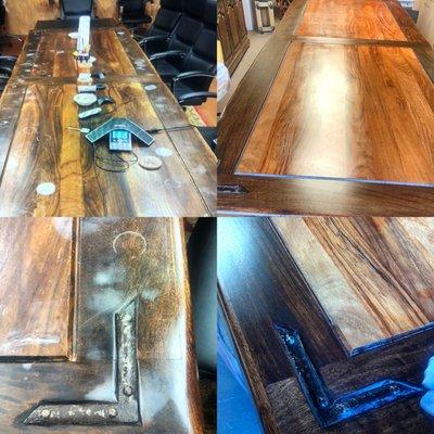 Stripping & Refinishing: Conference Table- customers were so happy with the results!