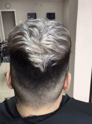 Silver hair color taper Mohawk