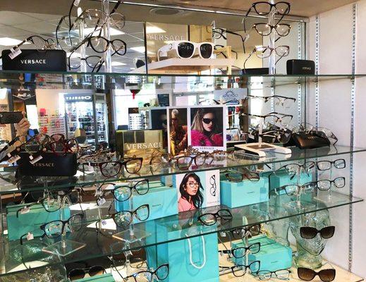 Eyeglass frame display case at True Eye Experts Fort Myers.