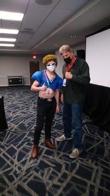 Bobobo-bo Bo-bobo and his voice actor Richard Epear