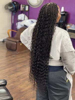 Boho Braids with 20' deep wave human hair added