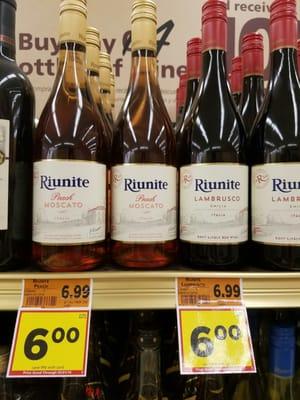 Riunite wines went up in price from  $4 less than 2 months ago to $6 today.