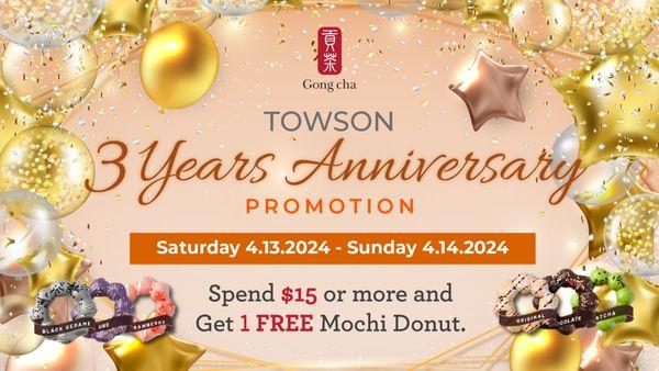 Joining us 3 Years Anniversary Promotion from Saturday 4/13 - Sunday 4/14/2024