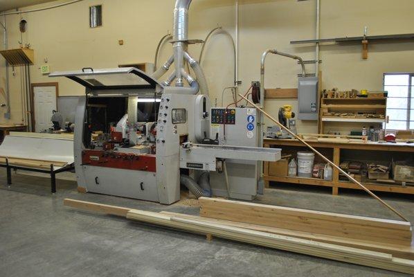 This machine makes base molding, crown molding, etc.