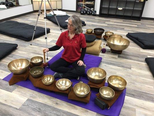 Preparing for a Sound Bath.