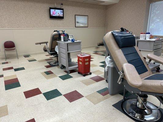 Blood Bank of Delmarva Dover Donor Center blood donation area