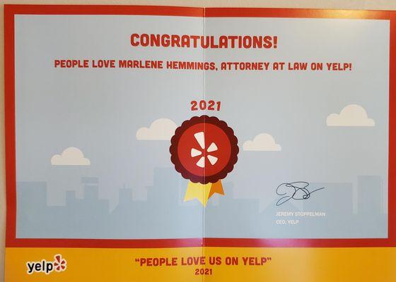 Yelp award 2021